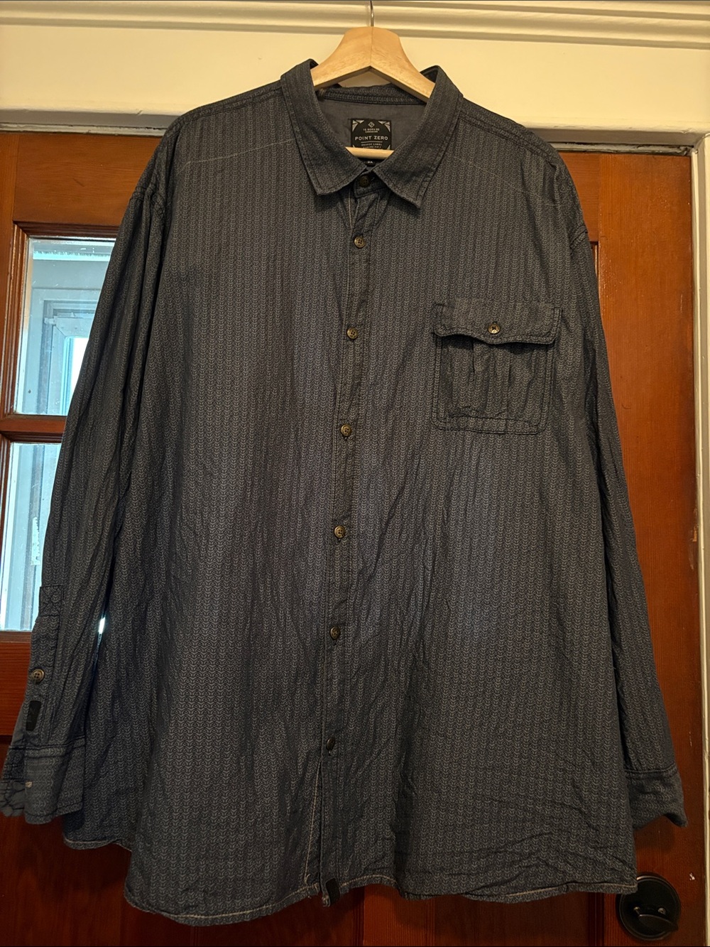 Point Zero Navy Blue Classic Fit Button Shirt - 3X